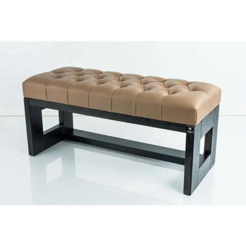 Ławeczka Pufa Pikowana Ekoskóra Cappucino Guzik Kryształ LPP-6 Rozmiary od 50 cm do 200 cm